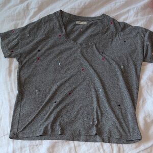 Madewell Gray Tee with Red Accents